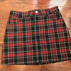 Forever 21 Red and Black Plaid Skirt